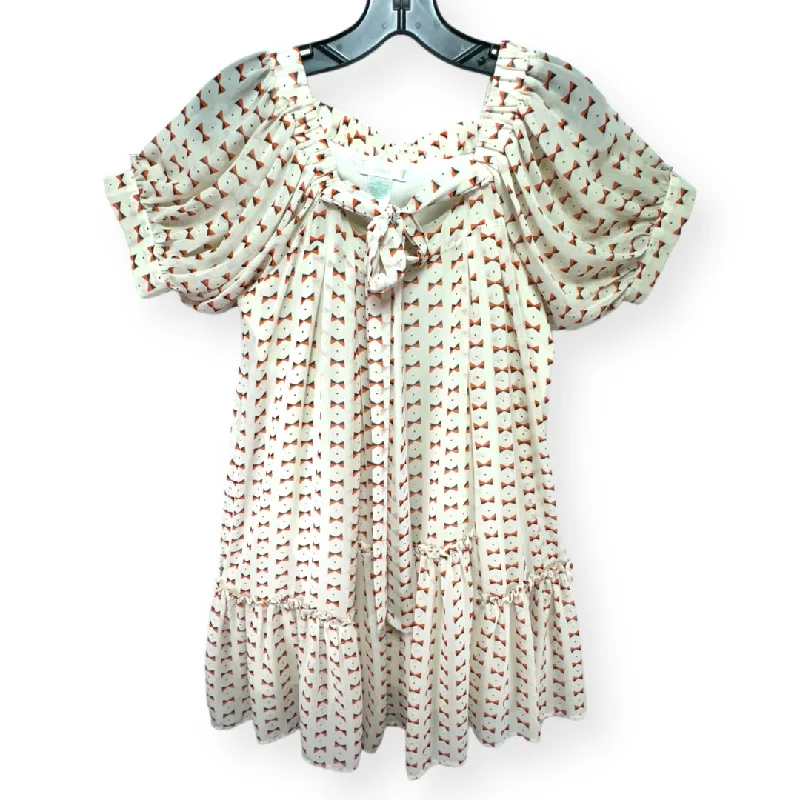 Cream Dress Casual Midi Esley, Size S Fashionable Polka Dot Midi Dress