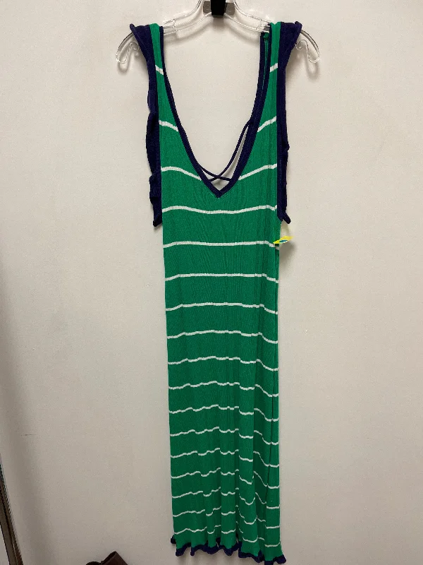 Dress Casual Midi By Daily Practice By Anthropologie In Green & White, Size: Xl Fashionable Sheer Sleeve Midi Dress Dress Casual Midi By Daily Practice By Anthropologie In Green & White, Size: Xl Fashionable Sheer Sleeve Midi Dress
