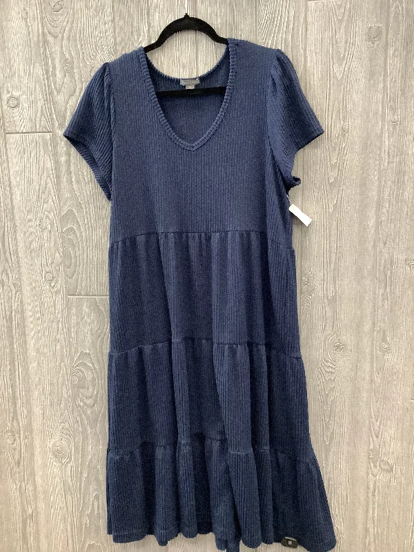 Dress Casual Midi By Falls Creek In Blue, Size: 1x Elegant Lace Trim Midi Dress