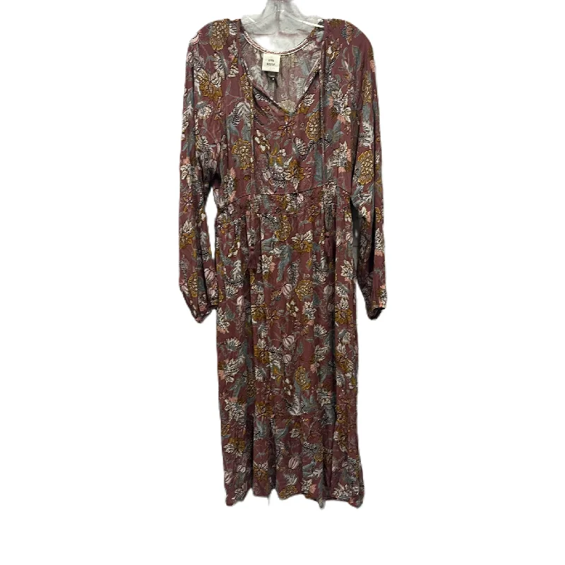 Dress Casual Midi By Knox Rose In Pink, Size: L Trendy Knit Midi Dress