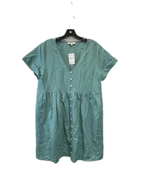 Dress Casual Midi By Madewell In Teal, Size: L Trendy Off-Shoulder Button Midi Dress Dress Casual Midi By Madewell In Teal, Size: L Trendy Off-Shoulder Button Midi Dress