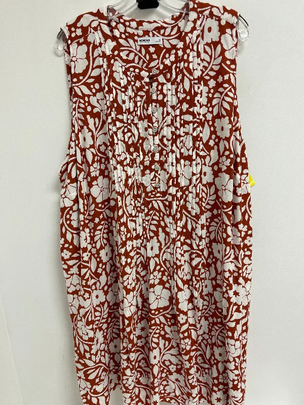 Dress Casual Midi By Sonoma In Orange, Size: 3x Elegant Floral Appliqué Midi Dress