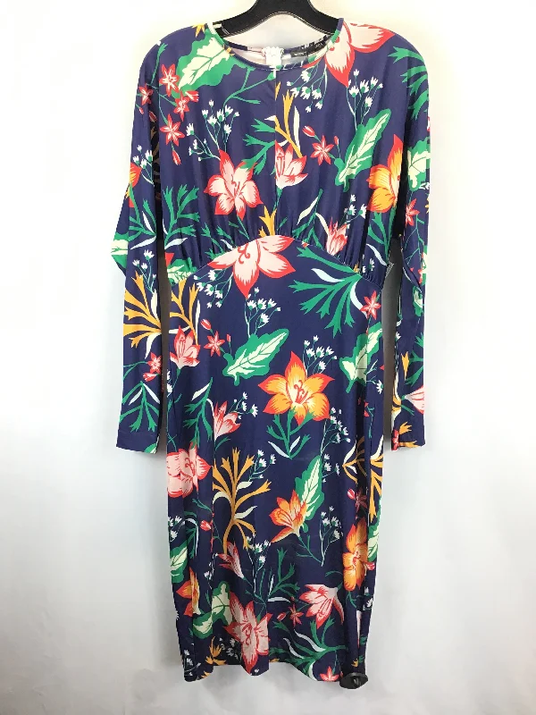 Dress Casual Midi By Zara In Blue, Size: M Comfortable Short Sleeve Midi Dress