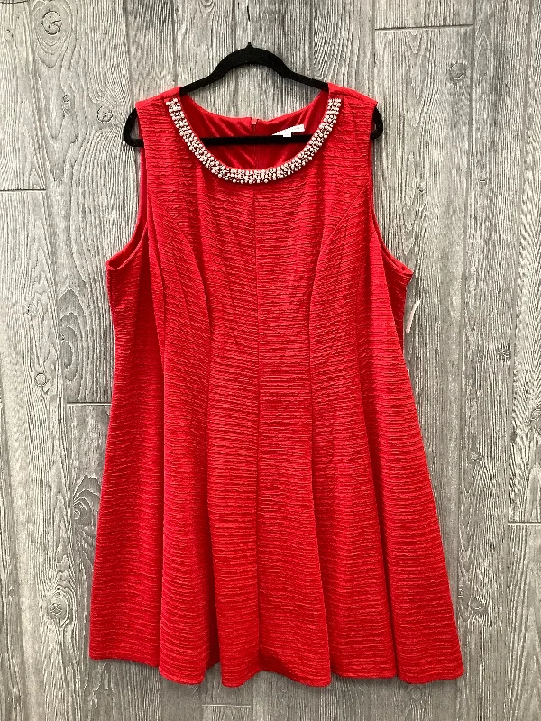 Dress Party Midi By Sandra Darren In Red, Size: 24 Trendy Shift Midi Dress