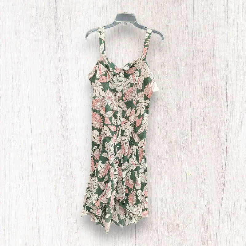 Green & Pink Dress Casual Midi Gianni Bini, Size L Elegant Pleated Detail Midi Dress