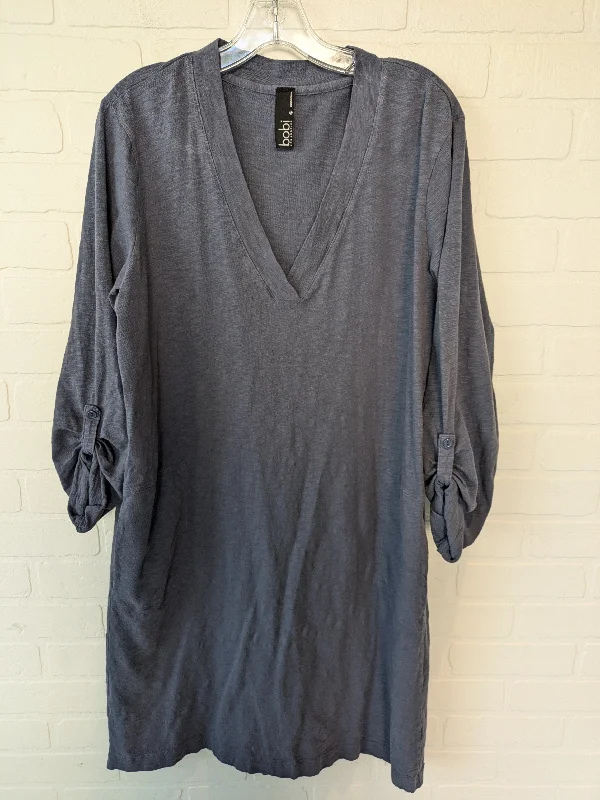Grey Dress Casual Midi Bobi, Size Xl Fashionable Fitted Midi Dress