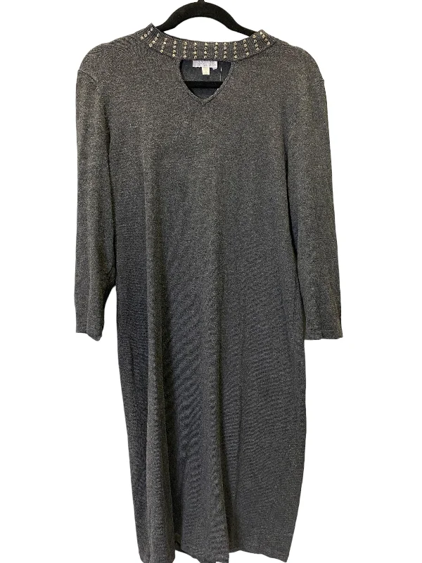 Grey Dress Casual Midi Spense, Size L Fashionable One-Shoulder Midi Dress