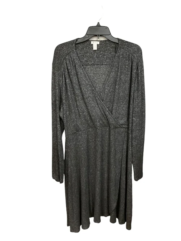 Grey Dress Casual Midi Spense, Size Xxl Trendy Smocked Waist Midi Dress