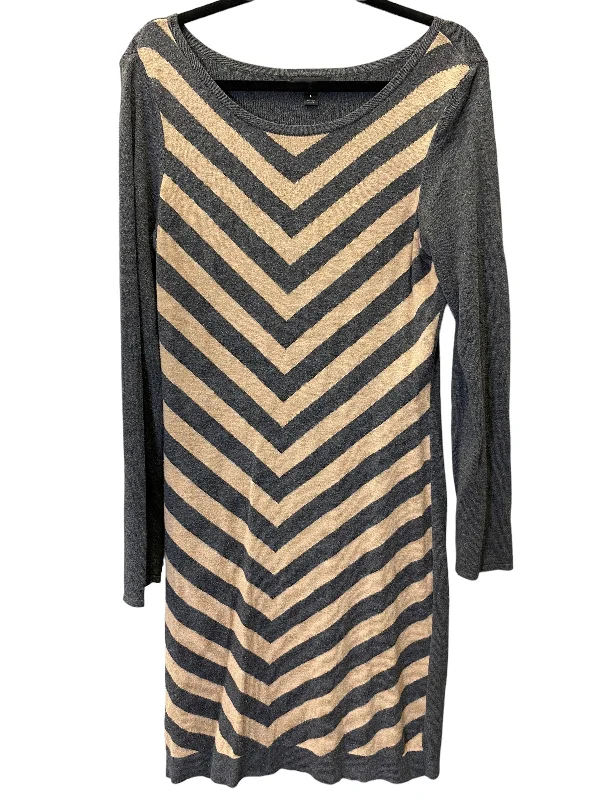 Grey & Orange Dress Casual Midi Worthington, Size L Comfortable Denim Midi Dress