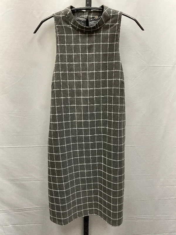 Grey & White Dress Casual Midi Hyfve, Size M Stylish Off-Shoulder Ruffle Dress