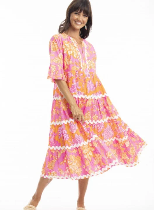 Layla Dress Midi Layered Fashionable Casual Midi Dress