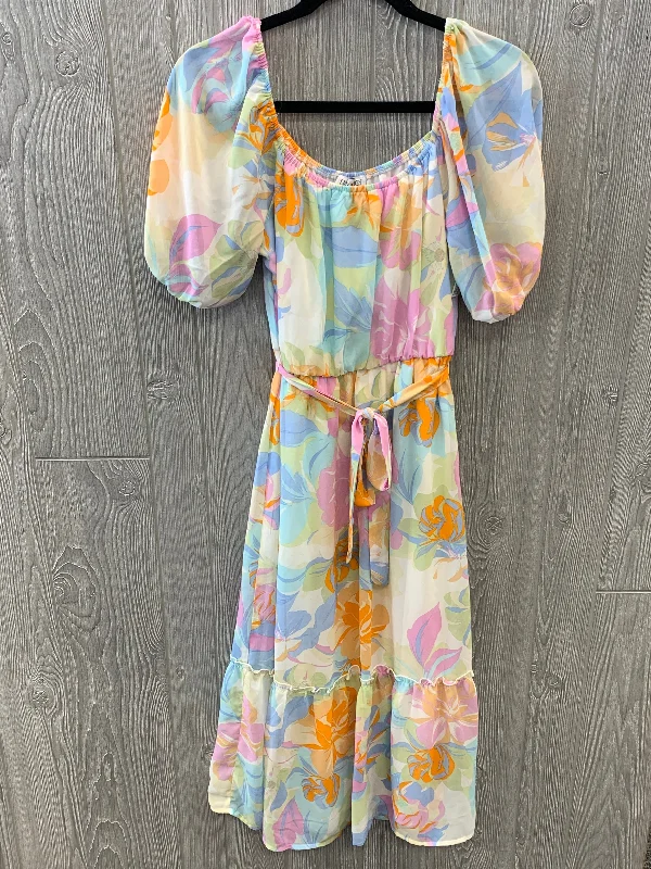 Multi-colored Dress Casual Midi Luxology, Size S Trendy A-Line Midi Dress
