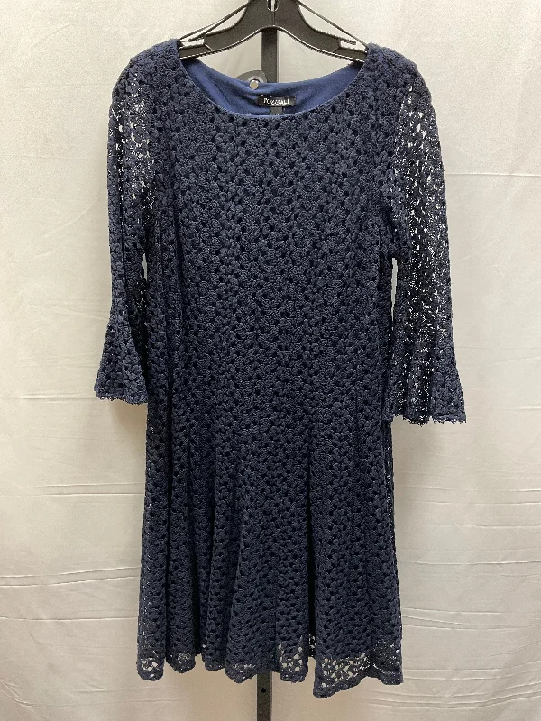 Navy Dress Casual Midi Roz And Ali, Size M Comfortable Deep V Midi Dress
