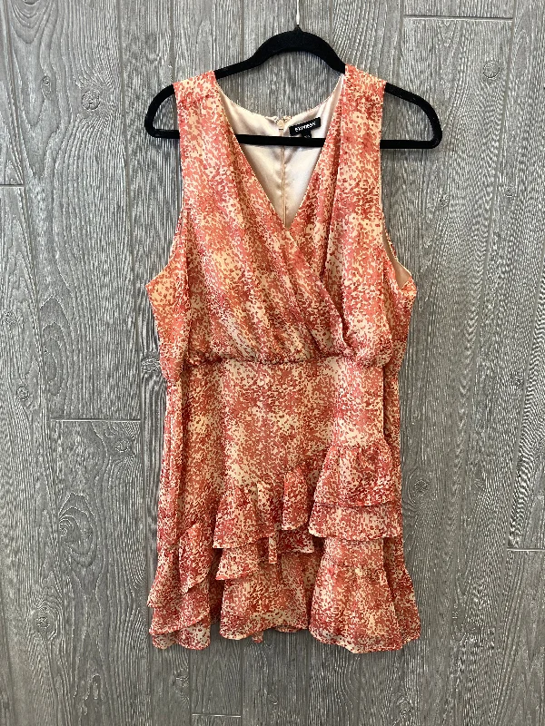 Orange Dress Casual Midi Express, Size Xl Stylish Animal Print Midi Dress