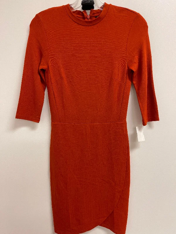 Orange Dress Casual Midi Top Shop, Size S Trendy Ruffled Sleeve Midi Dress