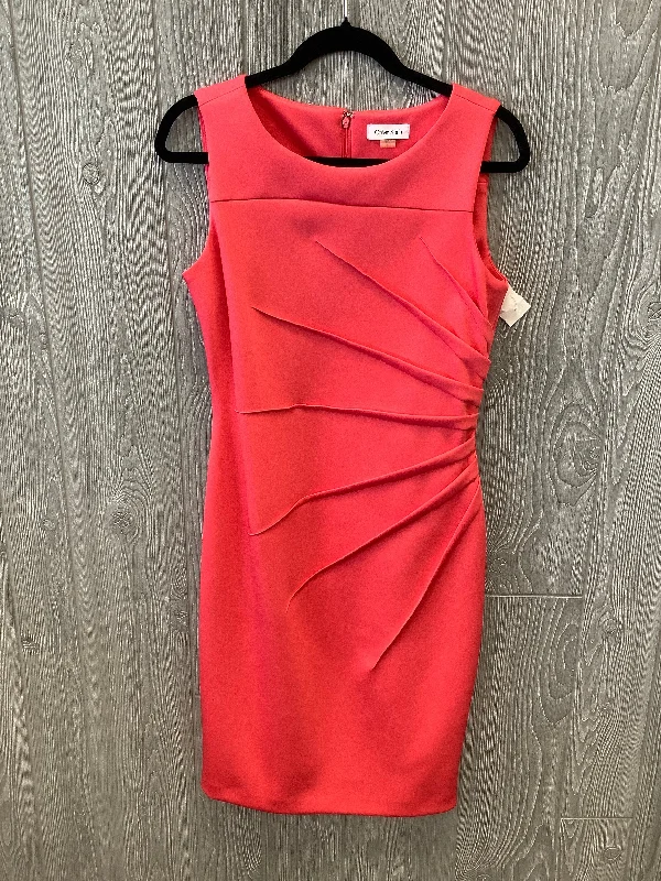 Pink Dress Casual Midi Calvin Klein, Size M Comfortable Fit-and-Flare Midi Dress