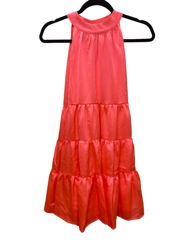 Pink Dress Casual Midi Glam, Size S Elegant Satin Button Midi Dress