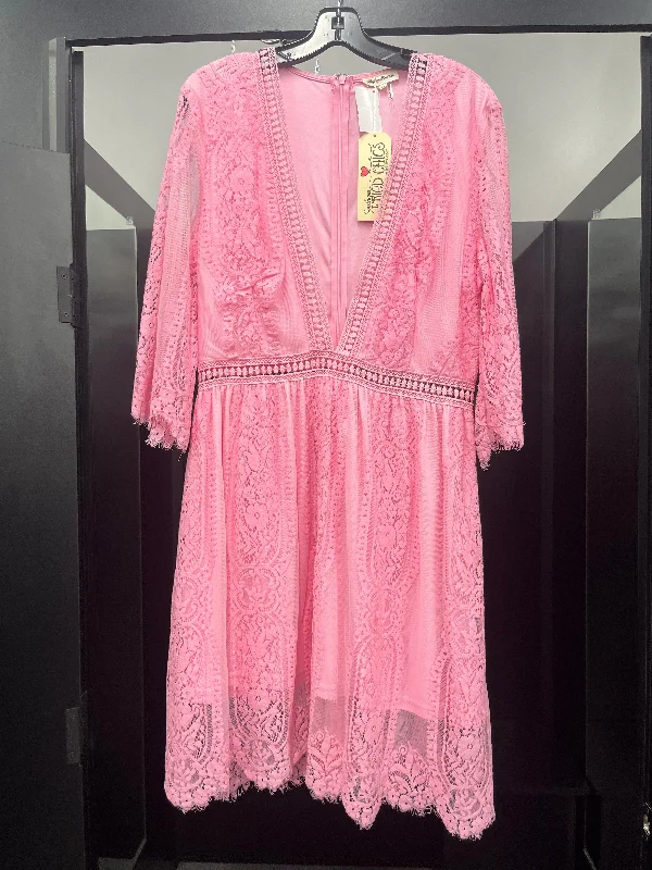 Pink Dress Party Midi Southern Friends, Size Xl Trendy Off-Shoulder Button Midi Dress