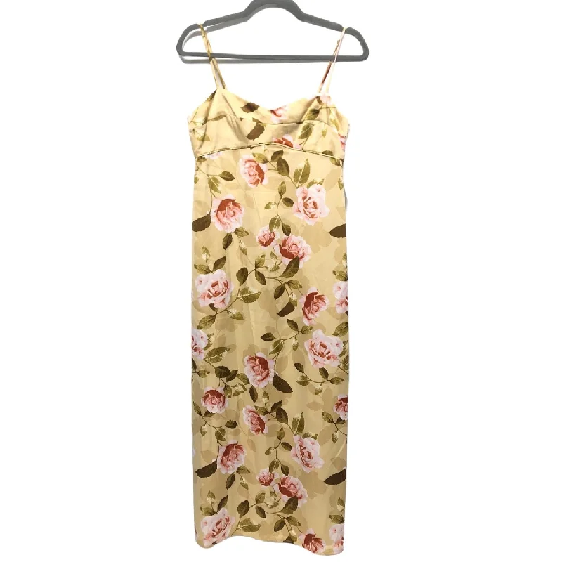 Pink & Yellow Dress Casual Midi Wayf, Size S Comfortable Geometric Print Midi Dress
