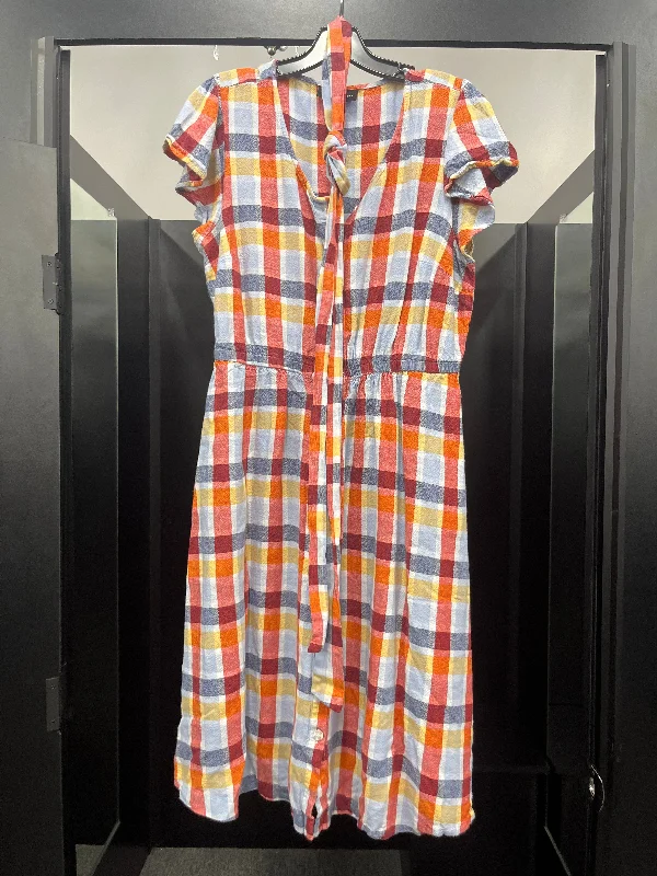 Plaid Dress Casual Midi Lane Bryant, Size L Stylish Midi Dress with Cuffs