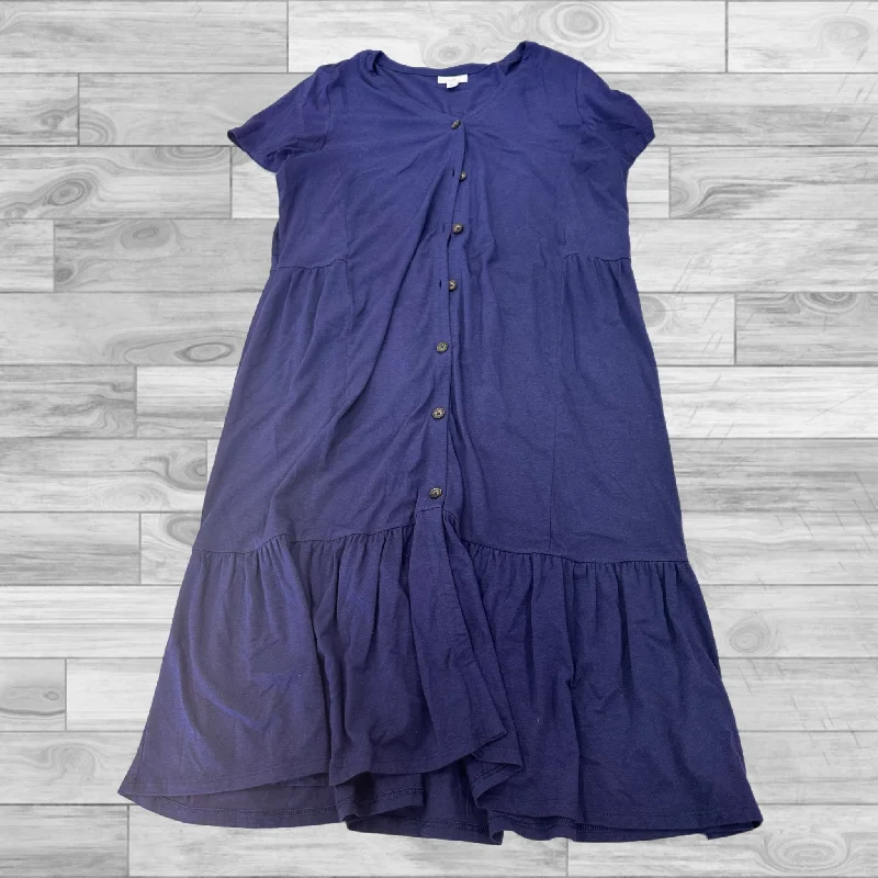 Purple Dress Casual Midi J Jill, Size M Fashionable Skater Midi Dress