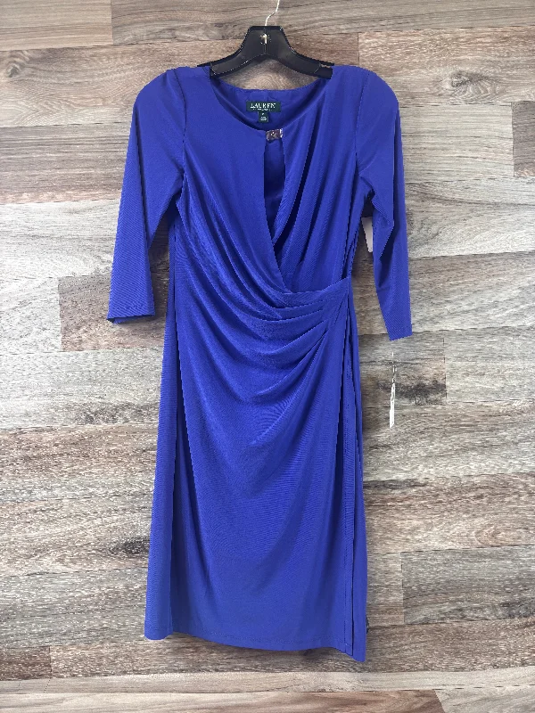 Purple Dress Casual Midi Lauren By Ralph Lauren, Size Xs Elegant Maxi-Midi Hybrid Dress Purple Dress Casual Midi Lauren By Ralph Lauren, Size Xs Elegant Maxi-Midi Hybrid Dress
