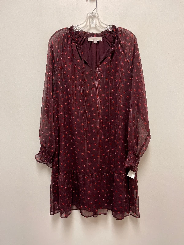 Red Dress Casual Midi Loft, Size L Stylish High-Waisted Midi Dress