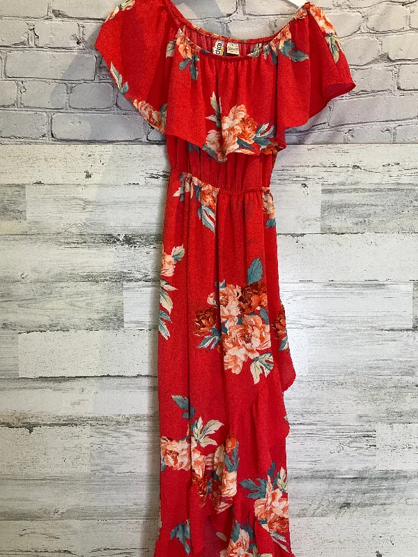 Red Dress Casual Midi Mimi Chica, Size S Trendy Knit Midi Dress