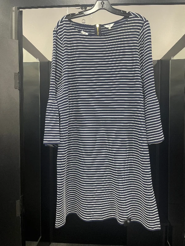 Striped Dress Casual Midi Crown And Ivy, Size Xl Stylish Pleated Skirt Midi Dress
