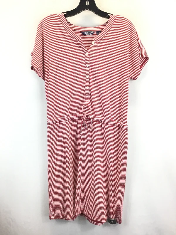 Striped Pattern Dress Casual Midi Lands End, Size M Stylish Satin Midi Dress