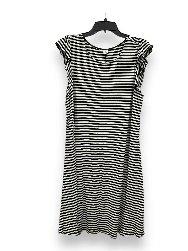 Striped Pattern Dress Casual Midi Old Navy, Size Xl Comfortable Fit-and-Flare Midi Dress
