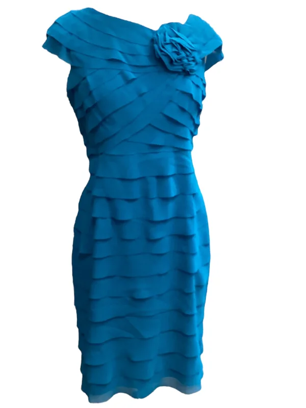 Teal Dress Casual Midi London Times, Size 8 Stylish High-Waisted Midi Dress