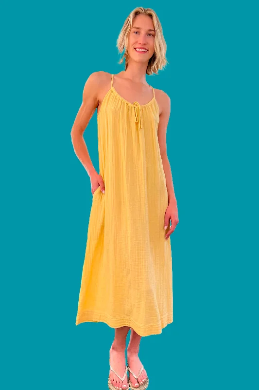 Tie Neck Midi Summer Dress - Haze Comfortable Wrap Midi Dress