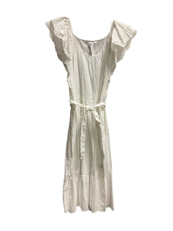 White Dress Casual Midi Gap, Size Xl Elegant Floral Appliqué Midi Dress