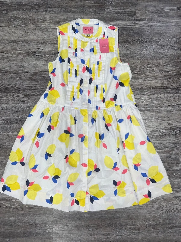 White Dress Casual Midi Kate Spade, Size Xs Chic Lace Detail Midi Dress