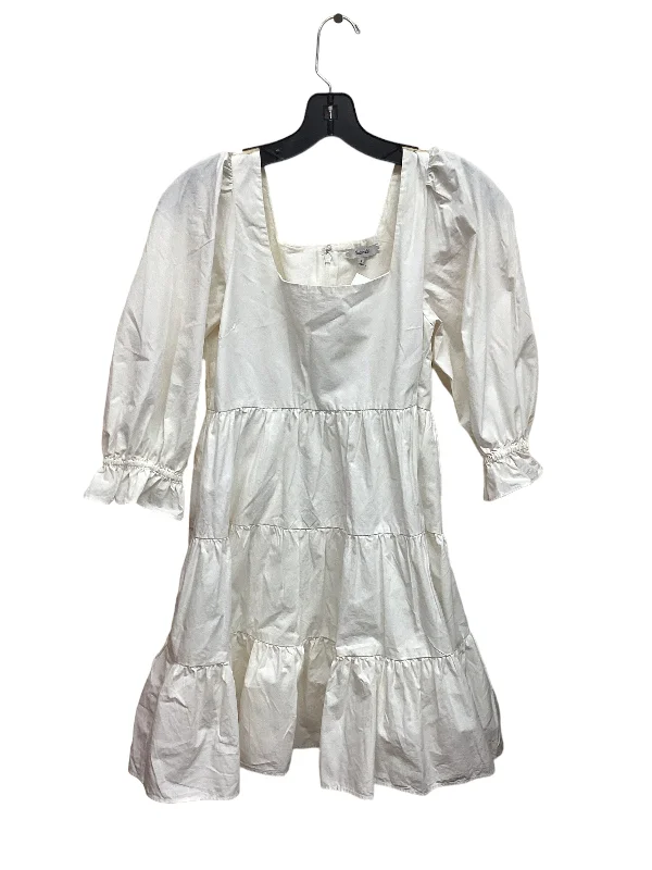 White Dress Casual Midi Madewell, Size S Comfortable Stretch Midi Dress
