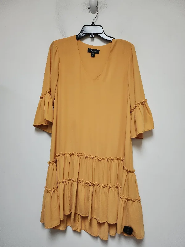 Yellow Dress Casual Midi Karen Kane, Size S Trendy Tiered Hem Midi Dress