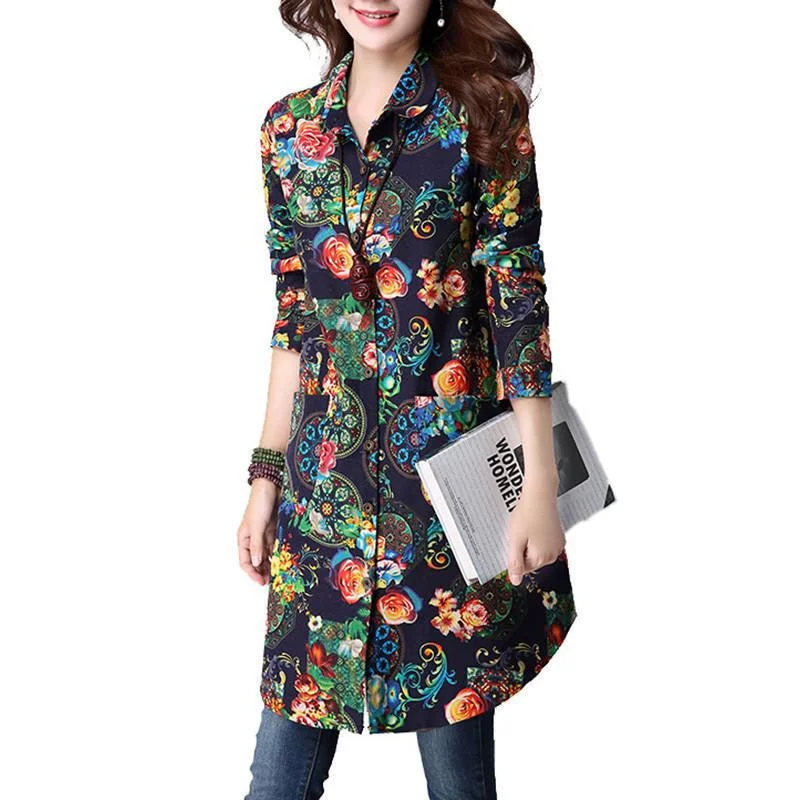 Womens Tops Fashion Vintage Loose Floral Print Long Women Blouses Shirts Long Sleeve Shirt Women-- Denim Fabric Leather Fabric Suede Fabric Womens Tops Fashion Vintage Loose Floral Print Long Women Blouses Shirts Long Sleeve Shirt Women-- Denim Fabric Leather Fabric Suede Fabric