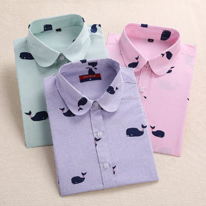 Women Blouse Flower Pattern Women Shirt Cotton Long Sleeve Ladies Shirt Blouse Casual Turn-Down Collar Women-- Mesh Blend Leather Blend Suede Blend Women Blouse Flower Pattern Women Shirt Cotton Long Sleeve Ladies Shirt Blouse Casual Turn-Down Collar Women-- Mesh Blend Leather Blend Suede Blend