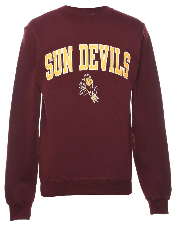 Champion Sun Devils Maroon & Yellow Sweatshirt - XS Hoodie with Raw Hem Edgy Unfinished Champion Sun Devils Maroon & Yellow Sweatshirt - XS Hoodie with Raw Hem Edgy Unfinished