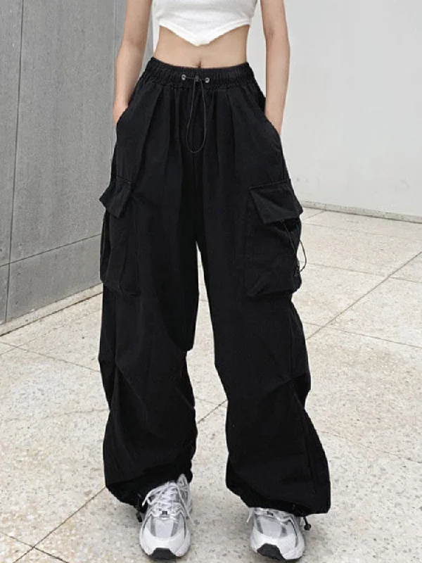 Harajuku Loose Casual Parachute Pants Y2K Streetwear Wide Leg Baggy Cargo Trousers Female Hippie Korean Edgy Jogging Sweatpants Trousers Gym Athletic Harajuku Loose Casual Parachute Pants Y2K Streetwear Wide Leg Baggy Cargo Trousers Female Hippie Korean Edgy Jogging Sweatpants Trousers Gym Athletic