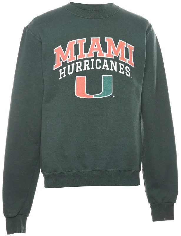 Champion Miami Hurricanes Printed Sweatshirt - S Hoodie with Applique Textured Unique Champion Miami Hurricanes Printed Sweatshirt - S Hoodie with Applique Textured Unique