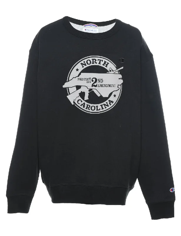 Champion North Carolina Black & Grey Sweatshirt - XL Hoodie with Rhinestones Sparkly Elegant Champion North Carolina Black & Grey Sweatshirt - XL Hoodie with Rhinestones Sparkly Elegant
