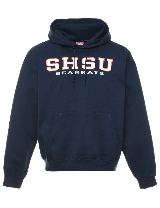 Champion SHSU Bearkats Navy Printed Hoodie - L Hoodie with Contrast Stitching Detailed Premium Champion SHSU Bearkats Navy Printed Hoodie - L Hoodie with Contrast Stitching Detailed Premium
