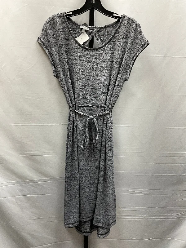 Grey Dress Casual Midi Talbots, Size M Elegant Satin Button Midi Dress