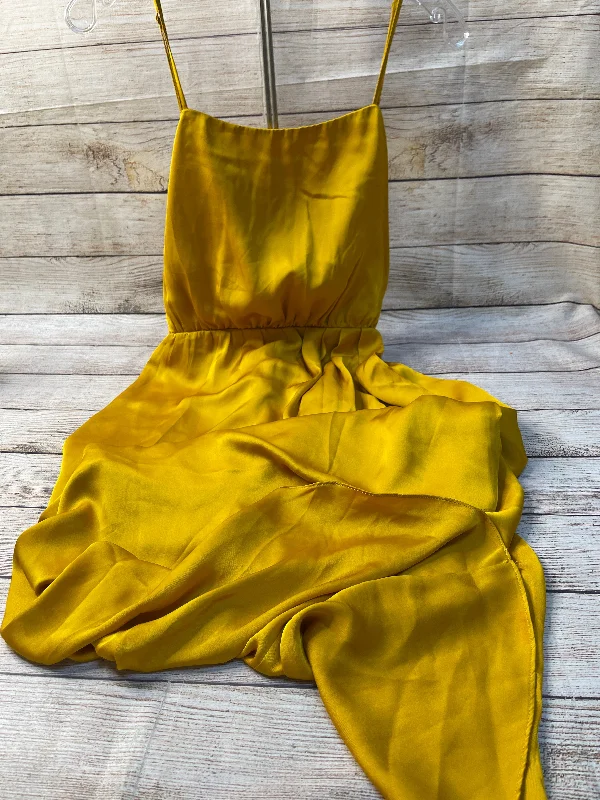 Yellow Dress Party Midi Express, Size S Fashionable High-Low Midi Dress